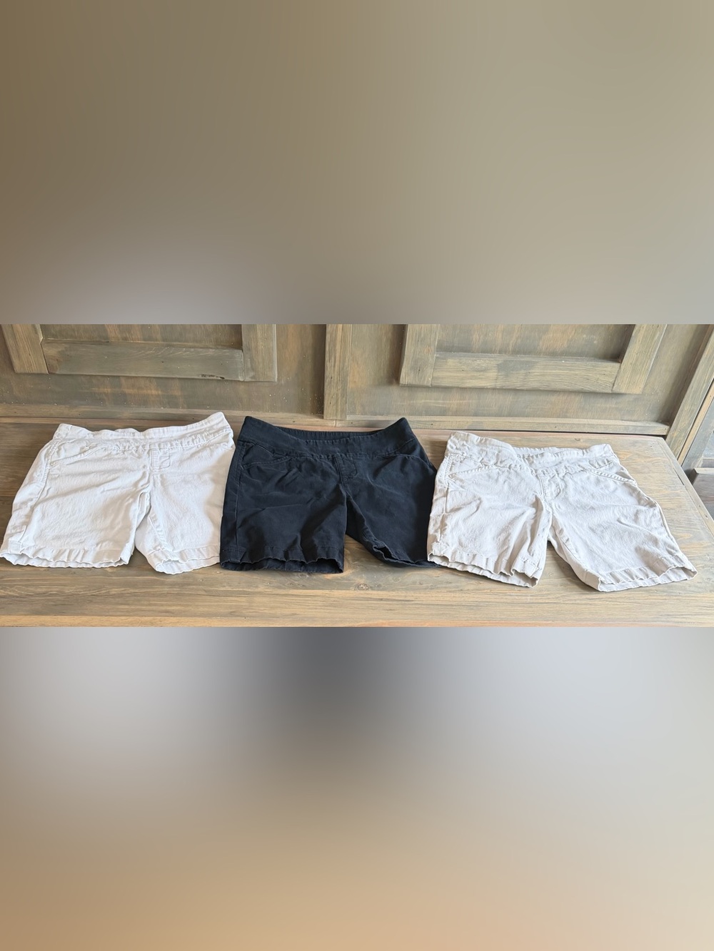 Jag Jeans High Stretch Waist Bermuda Shorts Trio - White, Black & Light Beige